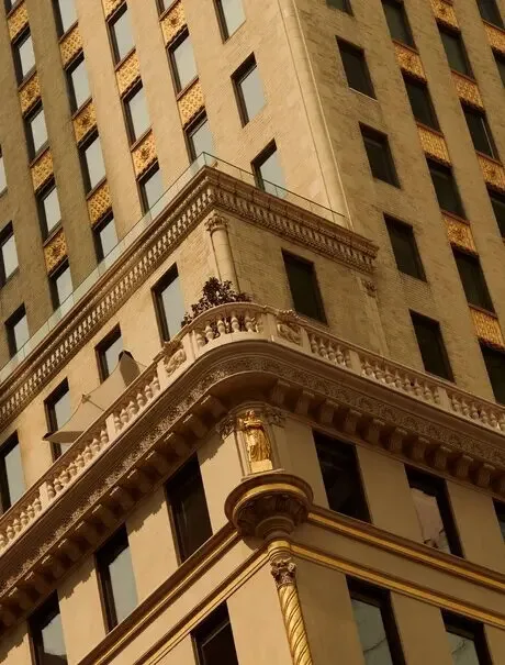Ornate limestone facade of Aman New York