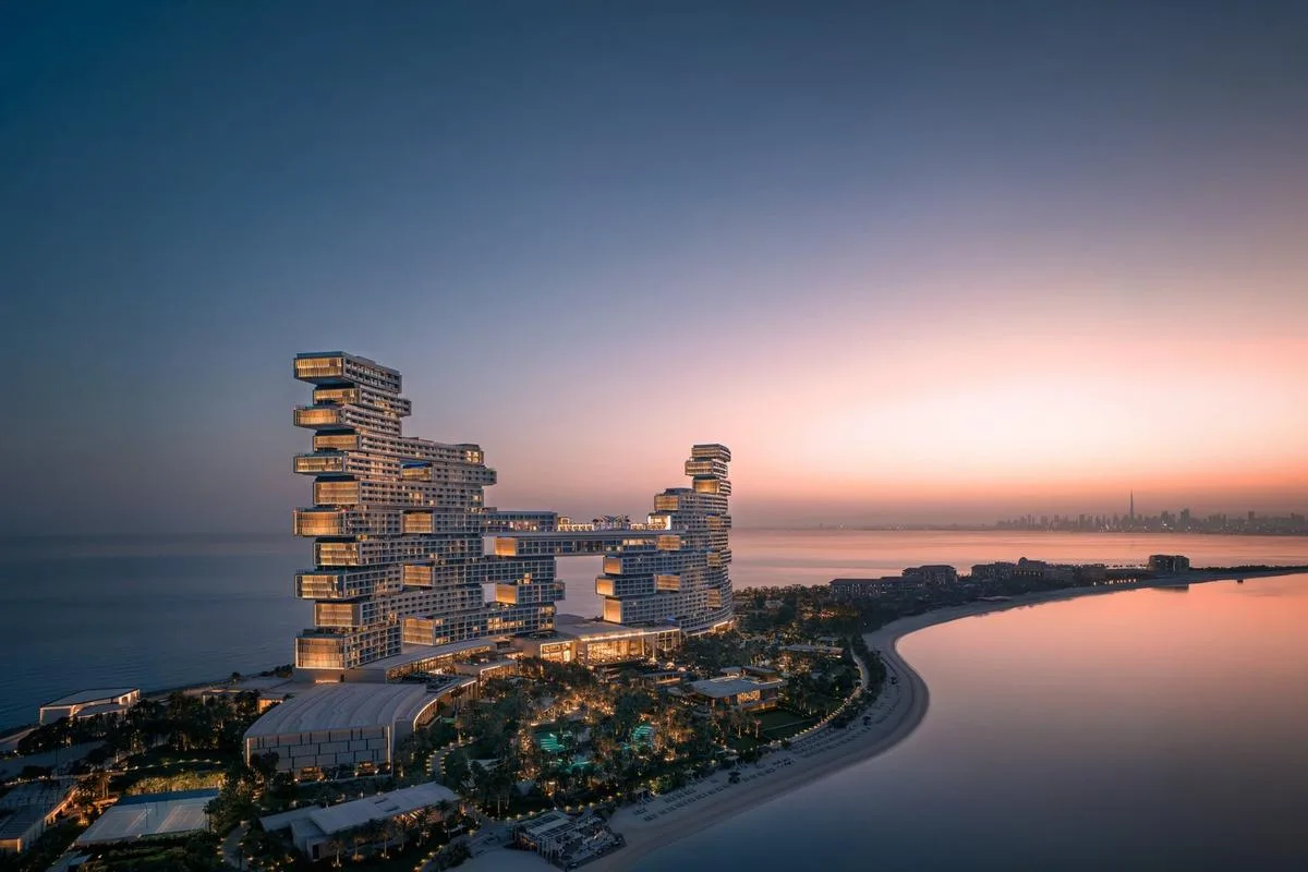 Atlantis The Royal at dusk on Palm Jumeirah