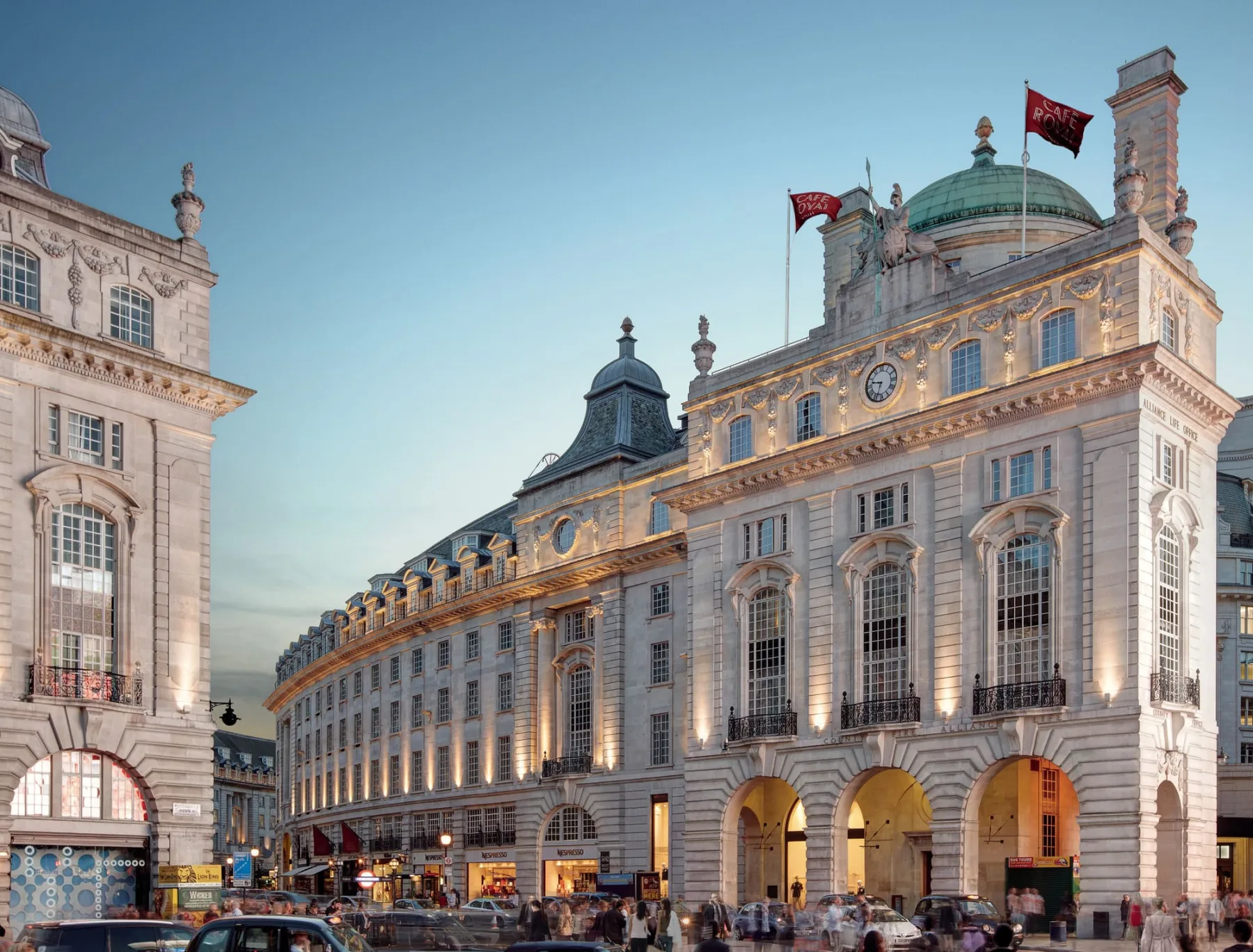 Hotel Café Royal exterior on Regent Street in London.