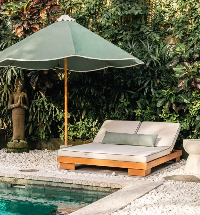 Swimming pool in the gardens at Sukhavati Ayurvedic Wellness Retreat